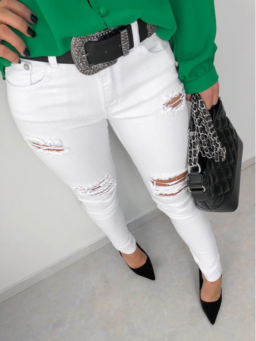 calça skinny destroyed