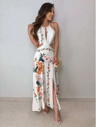 vestido longo floral nina