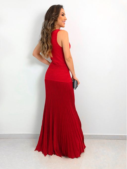 vestido de lurex vermelho