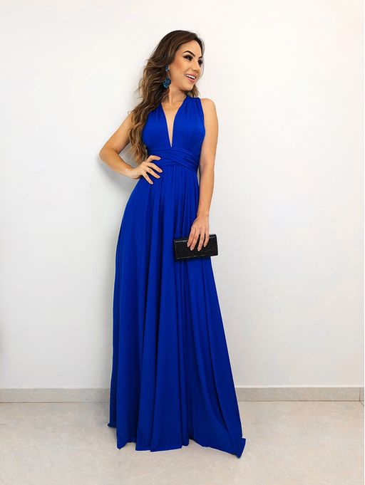 vestido azul de festa