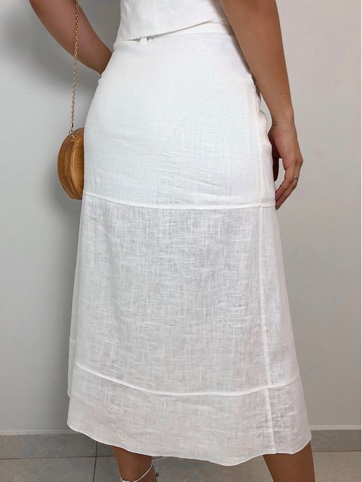 saia transpassada de linho