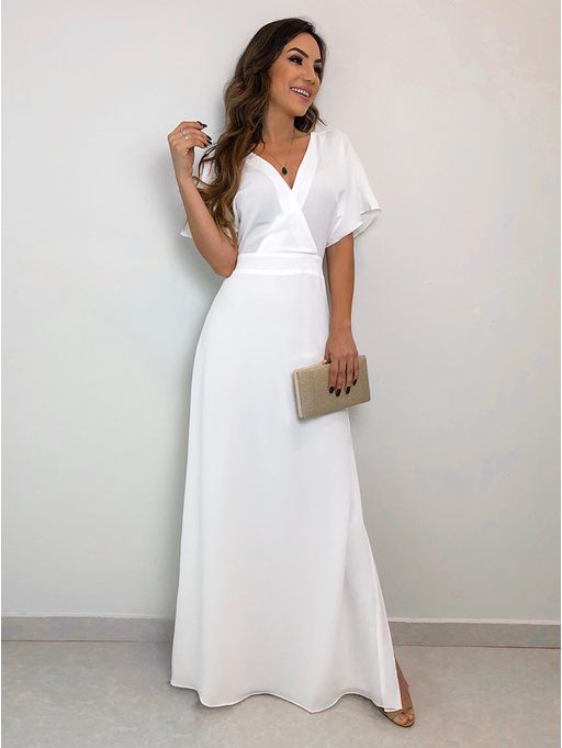 vestido longo crepe de seda