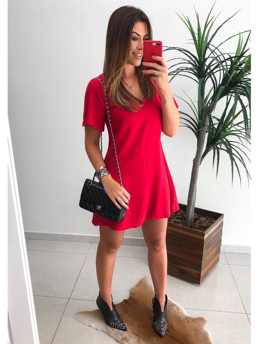 vestido vermelho evase