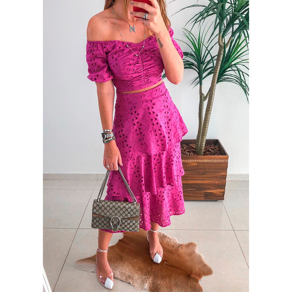 saia rosa pink midi