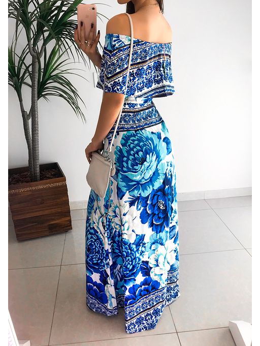 vestido chita azulejo