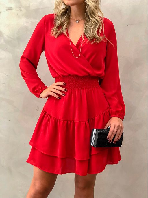 vestido vermelho com dourado curto