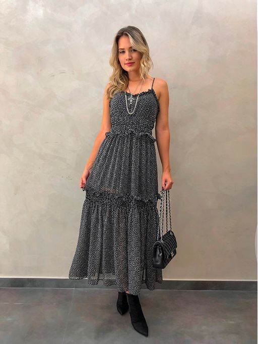 vestido crepe de seda midi