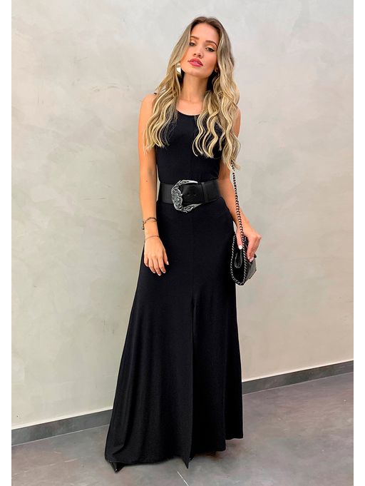 vestido longo preto malha