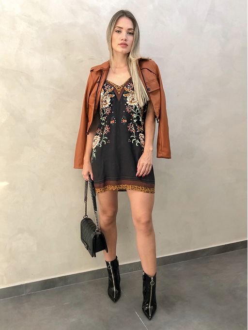 vestido onça em flor farm