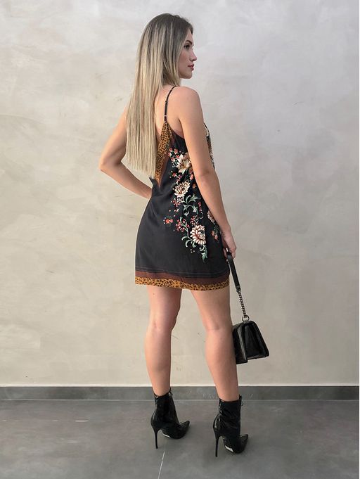 vestido onça em flor