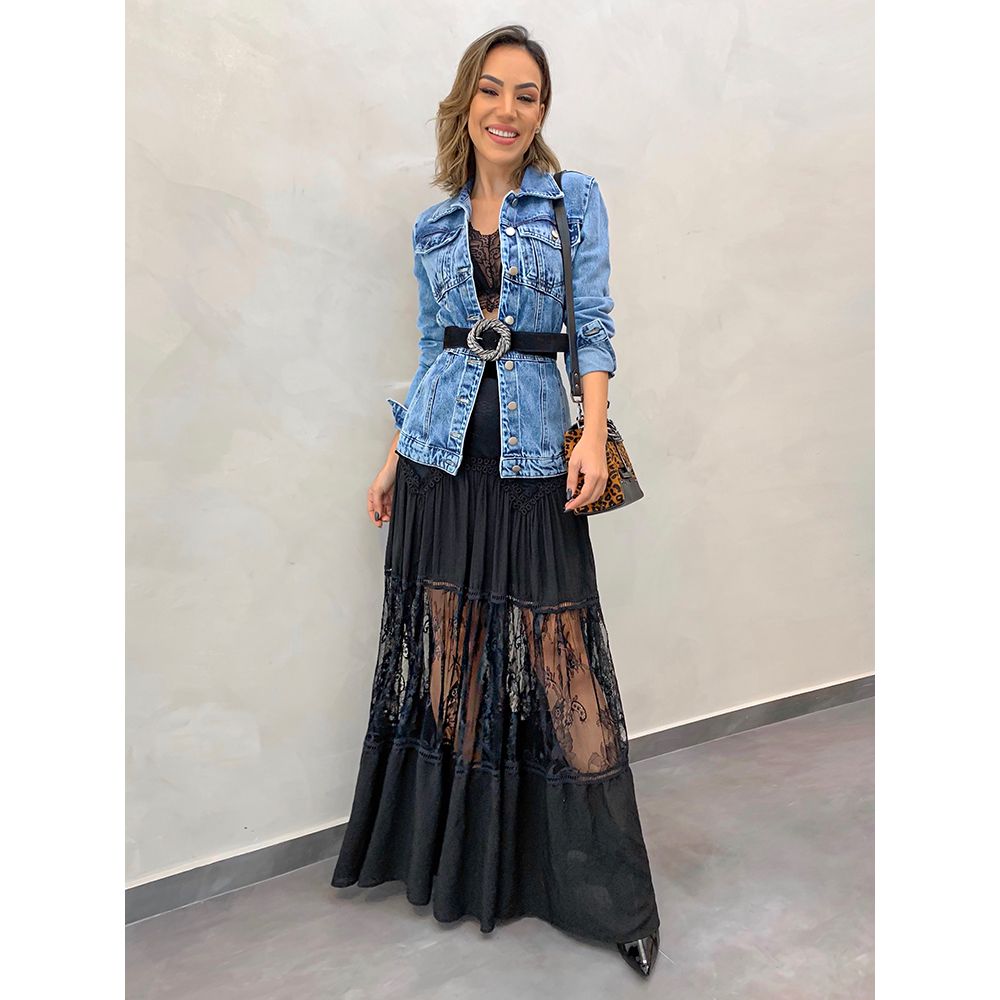 camisa jeans acinturada