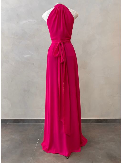 vestido longo cor fucsia