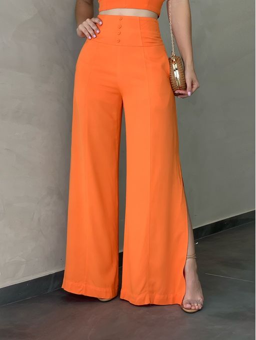 calca pantalona laranja