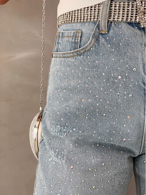 calça jeans com brilho
