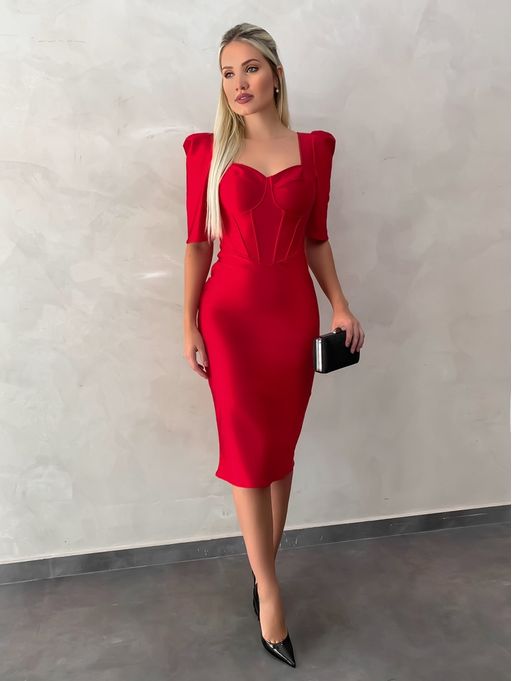 vestido alfaiataria vermelho