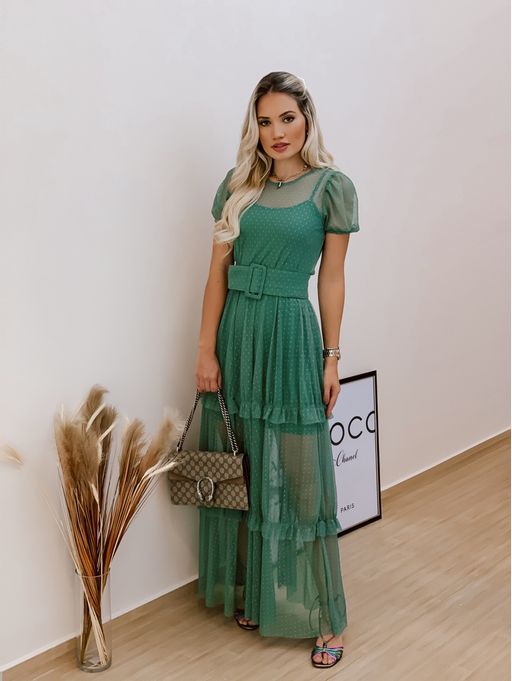 vestido de tule longo