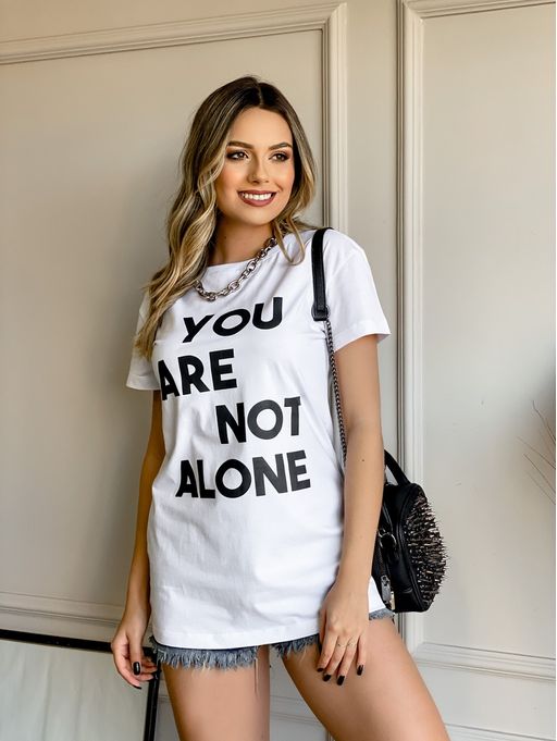 MAXI-T-SHIRT-BRANCA-YOU-ARE-NOT-ALONE